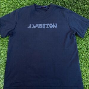 Louis Vuitton Navy Blue Men's T-Shirt 2054 Collectible Heat Trimed Short Sleeve